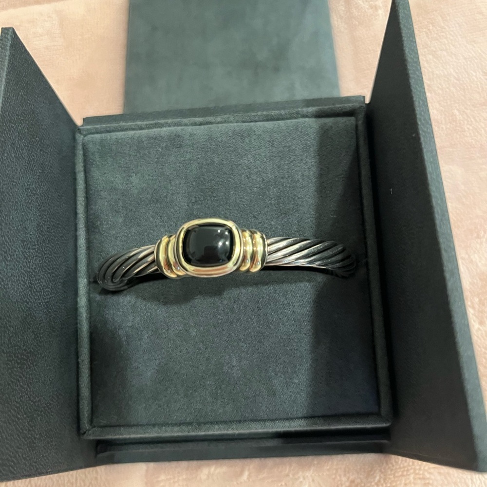 David Yurman black onyx silver gold bracelet cuff